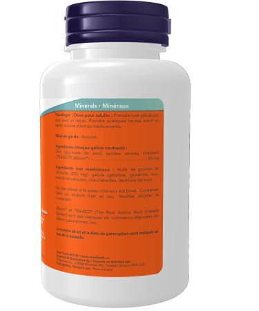 Now Foods Zinc Glycinate (Bisglycinate form) 30mg 120gel - Buy Online on GoSupps.com