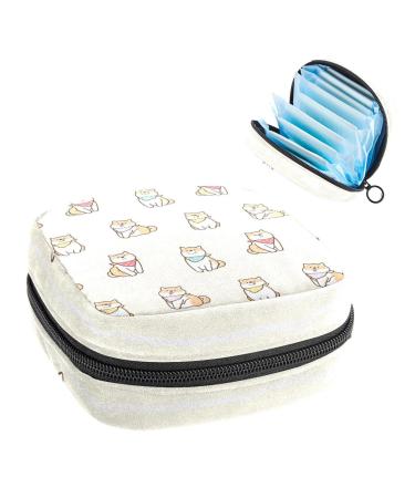 GIAPB Period Bag Sanitary Napkin Storage Bag Period Pouch Travel Makeup Bag Cartoon Shiba Inu Seamless Color2447