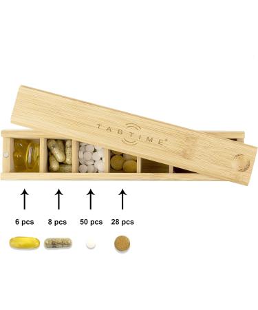Bamboo Weekly Pill Organizer | 7 Day Tablet & Vitamin Organizer | Sustainable eCommerce Shipping Worldwide - Buy Online on GoSupps.com