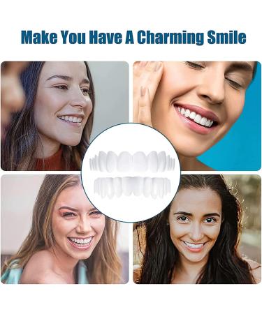 Giural Temporary Dentures - 2 Pairs of Snap-On Instant Perfect Smile Flex Teeth Veneers | Comfortable Cosmetic Dentistry & Toothbrush Included - Buy Online on GoSupps.com