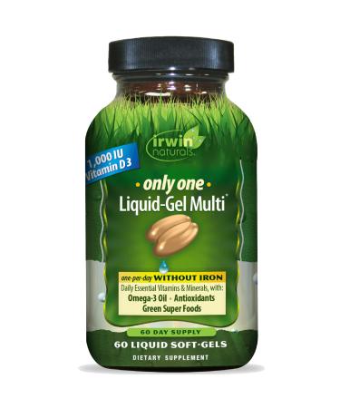 Irwin Naturals Only One Liquid-Gel Multi Without Iron 60 Liquid Soft-Gels Daily Essential Nutrient Support