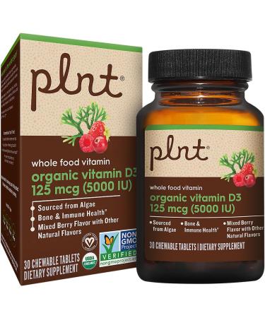 Organic Vitamin D3 a" 125 MCG (5 000 IU) Whole Food Vitamin a" Mixed Berry (30 Chewable Tablets)