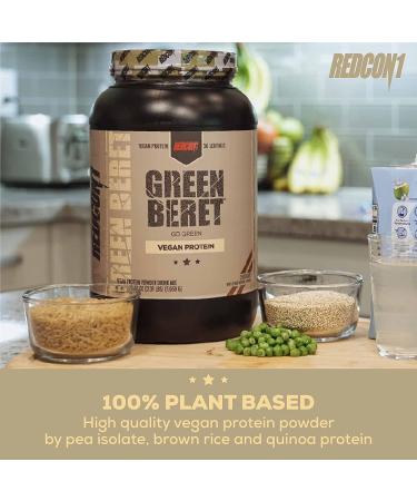Redcon1 Green Beret Vegan Protein (Peanut Butter) - 20G Protein, 0G Sugar, 30 Servings - No Artificial Flavors - Pack of 1 - Buy Online on GoSupps.com