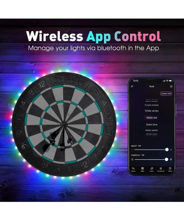 Dartboard LED Strip Lights - RGBIC, Bluetooth APP Control, Music Sync, DIY Cuttable, USB Powered - for 13-18 inch Dart Boards - Buy Online on GoSupps.com