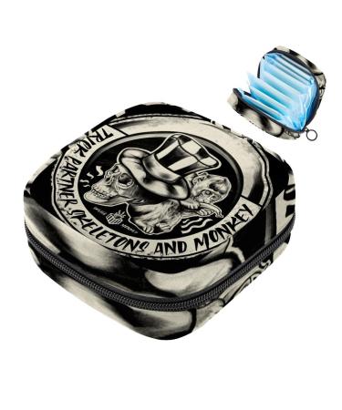 Women bands storage bag menstrual cup pocket girl travel big capacity make-up ladies tie organizer gothic skeleton skull dead head affair 2