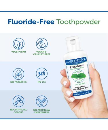 Eco-Dent ExtraBrite Baking Soda Tooth Powder Mint SLS & Fluoride-Free Toothpaste Powder with Oxidizing Calcium Peroxide Whitening Toothpaste Alternative + DailyRinse Single-Use Pack - Buy Online on GoSupps.com