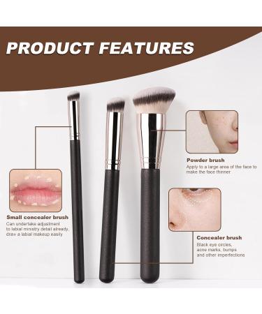 3Pcs Foundation Concealer Brush Slanted Foundation Brush for Liquid Makeup Angled Cream Foundation and Under Eye Concealer Brush Set for Blending Cream Powder Buffing Stippling (3 Sizes) - Buy Online on GoSupps.com