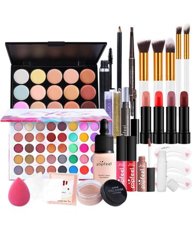 FantasyDay All-in-one Holiday Makeup Gift Set | Makeup Kit for Women Full Kit Cosmetic Essential Starter Bundle Include Eyeshadow Palette Lipstick Blush Foundation Concealer Face Powder Lipgloss Brush - Buy Online on GoSupps.com