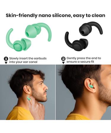 Ear Plugs for Sleeping - XSMYXSY Silicone Reusable Noise Cancelling Earplugs | 2 Pairs Sound Blocking for Sleep Flights & Studying - Light Green - Buy Online on GoSupps.com