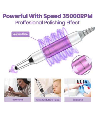 Delanie 35000RPM Professional Nail Drill Machine - Rechargeable Portable Electric Nail File for Acrylic and Gel Nails - Ideal for Home and Salon Use (Purple) - Buy Online on GoSupps.com
