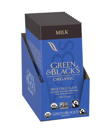 Green & Black's Organic Milk Chocolate Bar 34% Cacao - 2.17 oz, Pack of 10 - Buy Online on GoSupps.com