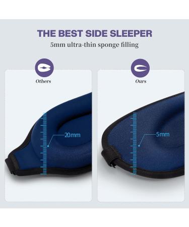 Boniesun 2022 Luxury Slim Eye Mask for Side Sleepers - Navy Blue | Blackout Sleep Mask for Women and Men - Buy Online on GoSupps.com