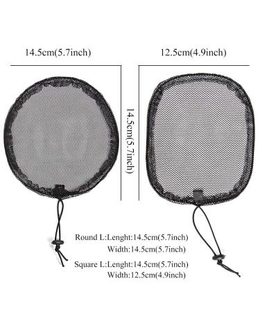 6 PCS Black Drawstring Ponytail Net Set - Stretchy Base for Afro Puff Weaving - Round and Square Styles (Size L) - Buy Online on GoSupps.com