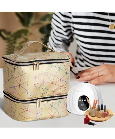 Manicure Storage Bag - Nail Organizers and Storage | Nail Storage Organizer Sponge Partitions Nail Polish Bag Organizer Sturdy Handle for Nail Polish Gold - Buy Online on GoSupps.com