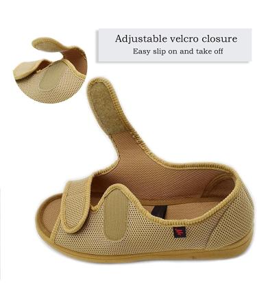 XMSM Memory Foam Diabetic House Slippers for Elderly Swollen Feet - Women's Adjustable Strap Open Toe Sandal in Apricot (Size 6 Wide) - Buy Online on GoSupps.com