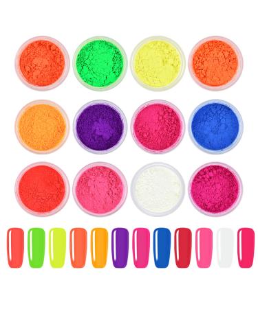 Ownest 12 Boxes Pigment Nail Powder  Colorful Fluorescent Color Nail Pigments Dust Nail Glitter Gradient Iridescent Nail Art Decoration - Buy Online on GoSupps.com
