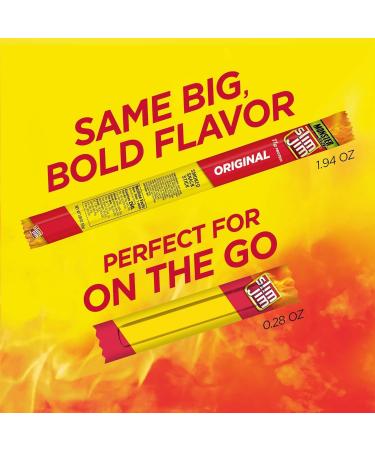 Slim Jim Snack Sized Original Spicy Sausage Snacks (14 total sticks 8g per) with Water Cooler Trivia Game by BIG MAPLE . Great for Snacking at Home School Office Friends Family - Buy Online on GoSupps.com