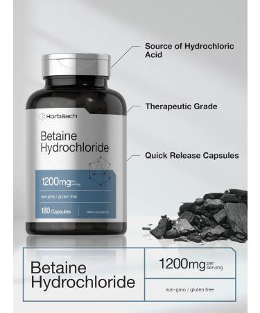 Horb ach Betaine HCl 1200mg | 180 Capsules | Betaine Hydrochloride Supplement | Non-GMO Gluten Free - Buy Online on GoSupps.com