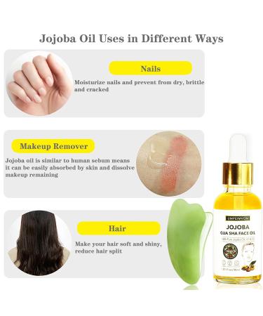 3 Pack Gua Sha Facial Oil Set - 99% Organic Jojoba Cold Pressed Vitamin E & C for Face Hair & Nails | Scented Massage Oil with Gua Sha Tool - Buy Online on GoSupps.com