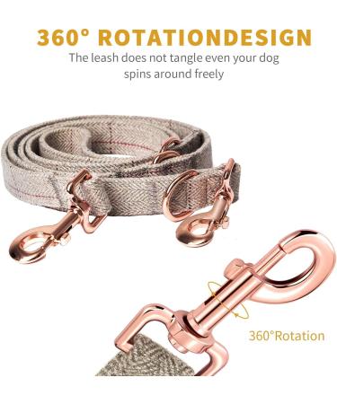 Rose Gold Dog Collar and Lead(2m) Set | Exceptionally Elegant & Adjustable | 3 Adjustable Lengths Dog Leash | Soft and Easy to Clean L(15.7"-25.6") Beige - Buy Online on GoSupps.com