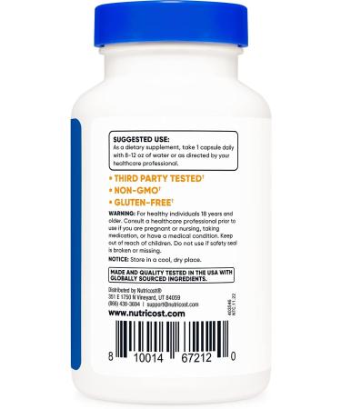 Nutricost Flush-Free Niacin 500mg (Inositol Hexanicotinate) - 120 Capsules - Vitamin B3 - Buy Online on GoSupps.com