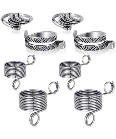PAGOW 8 PCS Knitting Crochet Loop Ring  Crochet Ring for Finger Yarn Guide  Adjustable Open Crochet Holders  Crochet Ring Crochet Loop Rings Accessories for Faster Knitting (4 Styles)