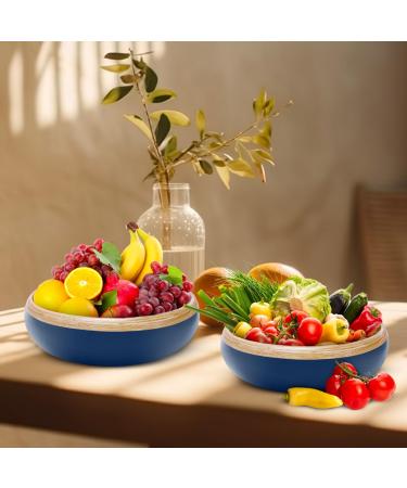 11.81" Spun Bamboo Fruit Bowl Bamboo Fruit Basket Fruit Bowl for Kitchen Counter Decorative Bowl Fruit Bowl Wooden Bowl Decorative Bamboo Bowl Bamboo Salad Bowl (Grey Pack of 2) (Blue Pack of 2) - Buy Online on GoSupps.com