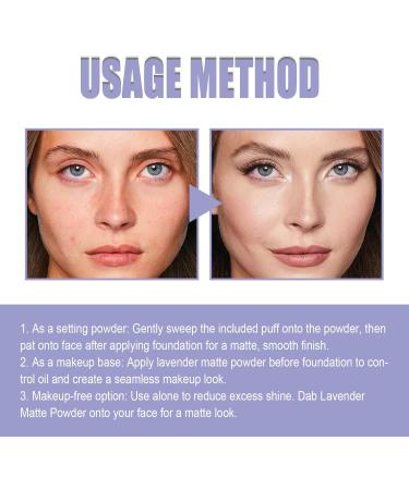 Lavender Matte Powder Oil Control Lavender Matte Powder Mattifying & Oil Absorbing Setting Powder Long-Lasting Blurs Imperfections Powder with Mini Powder Puff 0.35 oz - Buy Online on GoSupps.com