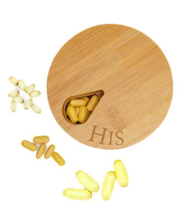 Medicine Organizer Wood Daily Weekly Travel Pill Organizer and Pill Holder Vitamin Medicine Pill Organizer Case Box Pill Box Day Improved Design with Days of The Week and Solid Wood Lid | HIS