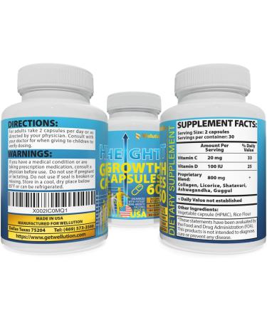 WELLUTION Bone Strength & Growth Support for Kids & Teens Calcium, Collagen, Vitamin D3 & Herbal Blend 60 Capsules, Non-GMO, Gluten-Free, Made in USA - Buy Online on GoSupps.com