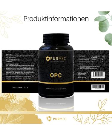 Purmeo OPC Grape Seed Extract Capsules | 600 mg Pure OPC Daily | 240 Vegan Capsules | High Dose Lab-Tested | Made in Germany - Buy Online on GoSupps.com