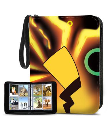 Trading Card Binder 4 Pocket 400 Cards, Game Cards Binder with 50 Removable Sleeves, 3-Ring Card Collector Album Holder for Most Standard Size Cards, Trading Card Book yellow2