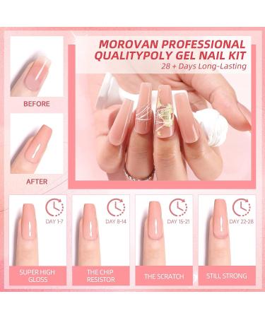 Morovan Poly Nail Gel Set - 2OZ Clear & Nude Pink Poly Extension Gel for Art Nails | Professional Colors - 60ML Extension Gel for Beginners - Buy Online on GoSupps.com