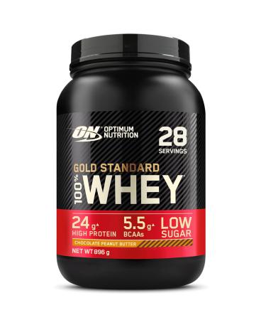 Optimum Nutrition Gold Standard 100% Whey Protein Powder for Muscle Building and Recovery with Glutamine and Natural BCAAs Amino Acids Chocolate and Peanuts 28 Servings 898g