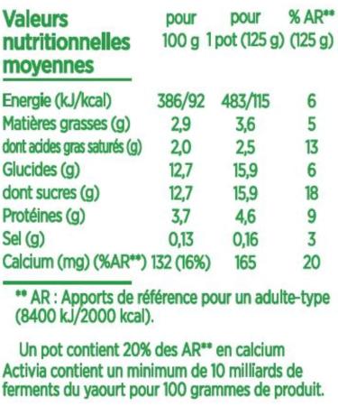 Activia Yaourt Bifidus Saveur Vanille 16 x 125g - Buy Online on GoSupps.com