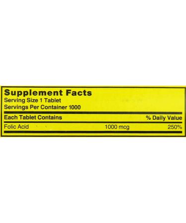 Nature's Blend Folic Acid 1000 mcg - 1000 Tabs | Essential Folate Supplement - Buy Online on GoSupps.com