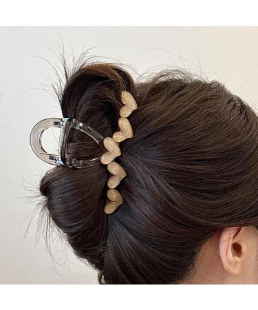 Women Hair Claw Heart Decor Anti-slip Teeth Plastic Material Hair Clip Large Size Back Head Hair Claw Yellow - Buy Online on GoSupps.com