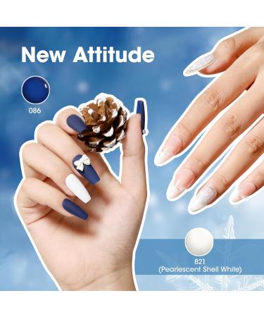 Gellen Gel Nail Polish Set 6 Colors 10ML Navy Royal Blue Shades Glitter Pearlescent White Gel Polish Kit Soak Off UV Gel X Nail Art Design DIY Salon Manicure Christmas Nails Gift for Women Mom Enjoy the Blue - Buy Online on GoSupps.com