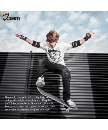 JBM Adult BMX Bike Knee Pads Elbow Pads Wrist Guards Set - Black | Protective Gear for Biking, Riding, Cycling, Multi Sports, Scooter, Skateboard - Buy Online on GoSupps.com