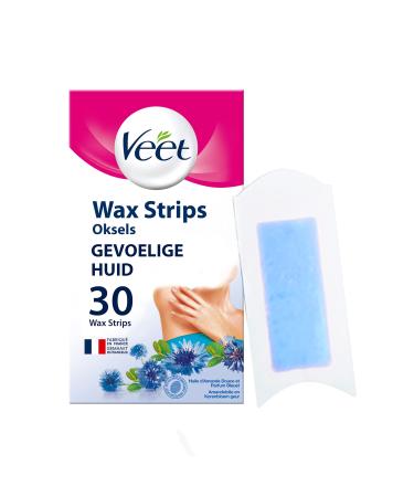 VEET EASY GEL - 30 Cold Wax Strips Underarms - Sensitive Skin - No Rubbing - Long-Lasting Hair Removal