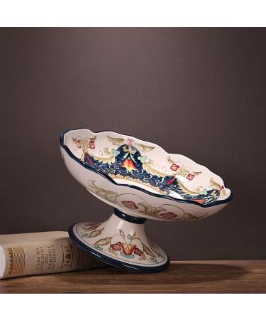 Fruit Bowl Salad Bowl Countertop Fruit Basket Classical Ceramic Fruit Bowl Living Room Dining Room High Feet Fruit Plate Dessert Candy Plate Fruit Bowl for Kitchen Counter (A) - Buy Online on GoSupps.com