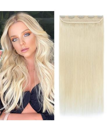 Clip in extensions real hair thick hair parts real hair 1 piece 5 clips 7a remy hair soft naturally hair extension 40cm-80g 60# platinum blonde