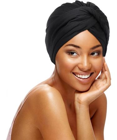 3-Pack Pre-Tied Turban Headwraps for Women - Black, Royal Blue, Gray - Buy Online on GoSupps.com