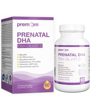 Premom Prenatal DHA Fish Oil: Vitamin D Formula Omega 3 Supplement - EPA + DHA Fertility Supplements for Women - Globally Sourced from Wild Caught Fish