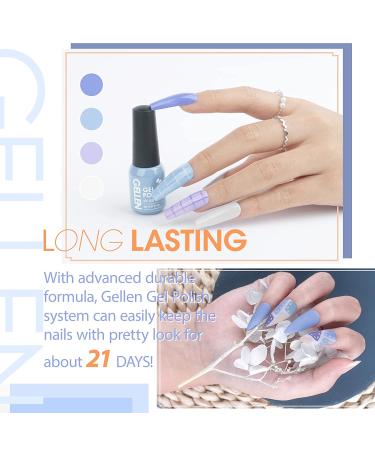 Gellen Gel Nail Polish Kit - 6 Colors Summer Set | Blues & Purples | Soak Off Manicure DIY Salon | Light Violet Ice Crystals - Buy Online on GoSupps.com