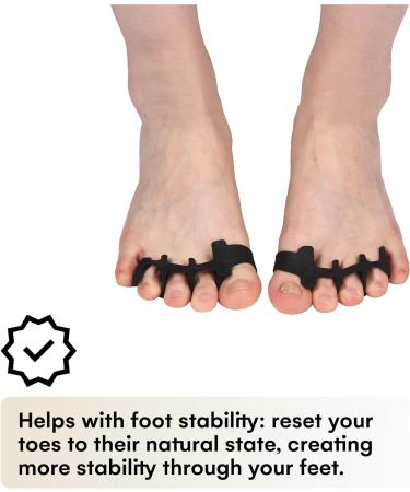 PowrX Toe Separator: Correct Toe Alignment & Spacer for Bunion, Hammer & Overlapping Toes - Men & Women - Black - Buy Online on GoSupps.com