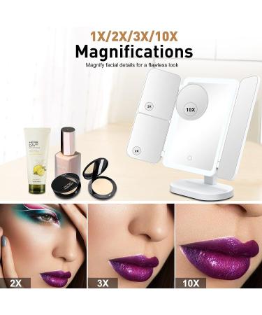 YanTianLe 15.7x10 Rechargeable Makeup Mirror with 70 LED Lights and Multiple Magnifications - White - Buy Online on GoSupps.com