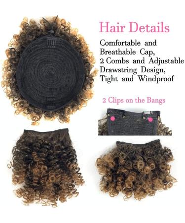 Afro Puff Drawstring Ponytail with 2 Bangs Afro High Puff Bun with Spring Curl Bangs and Afro Puff Bangs Clip in Hairpieces Pineapple Updo Ponytail with Bangs(T1B/30) 1 ponytail+ 2 bangs T1B/30 - Buy Online on GoSupps.com