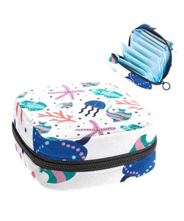 Women's bonds storage pockets Stillpad keeper coral & sea pattern portable period kit bag feminine product bag for women girls color3