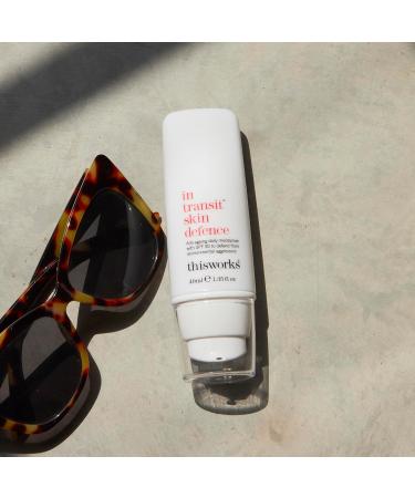 This Works In Transit Skin Defence 40 ml - SPF Face Moisturiser with Hyaluronic Acid Vitamin E and Antioxidants - Anti-Aging Daily Face Sunscreen with SPF 30 for Broad-Spectrum UVA/UVB Protection New In-Transit Skin Defence - Buy Online on GoSupps.com